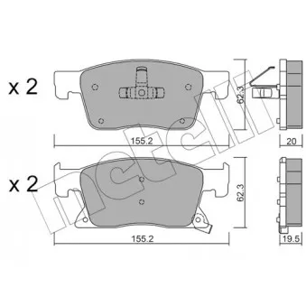 Jeu de 4 plaquettes de frein avant METELLI 22-1115-0 pour OPEL ASTRA 1.6 CDTi - 136cv