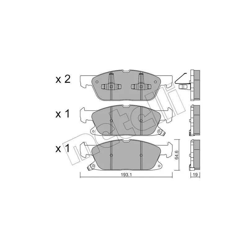 Jeu de 4 plaquettes de frein avant METELLI 22-1117-0 - Visuel 1