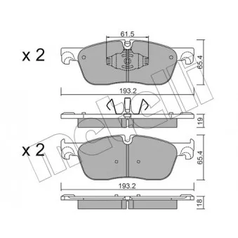 Jeu de 4 plaquettes de frein avant METELLI OEM LR072681