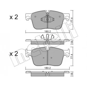 Jeu de 4 plaquettes de frein avant METELLI OEM T2H7448