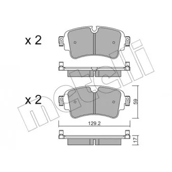 Jeu de 4 plaquettes de frein arrière METELLI OEM 8W0698451K