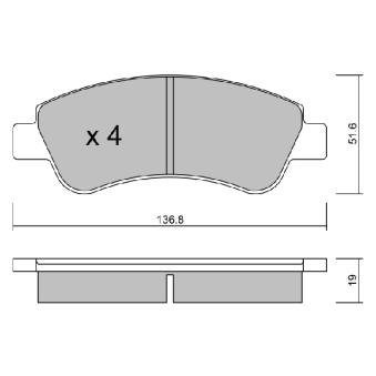 Jeu de 4 plaquettes de frein avant AISIN OEM 1617292380