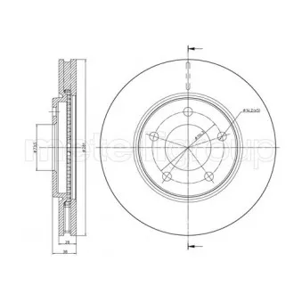 Jeu de 2 disques de frein avant METELLI 23-0689C pour CHRYSLER VOYAGER 3.8 - 218cv