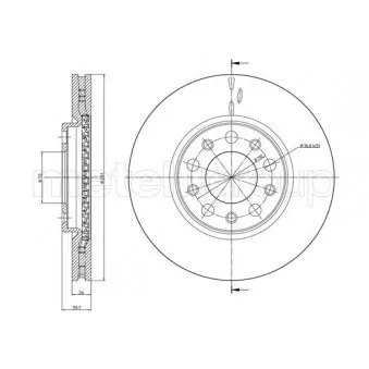 Jeu de 2 disques de frein avant METELLI OEM 51806278