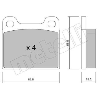 Jeu de 4 plaquettes de frein arrière METELLI 22-0003-4