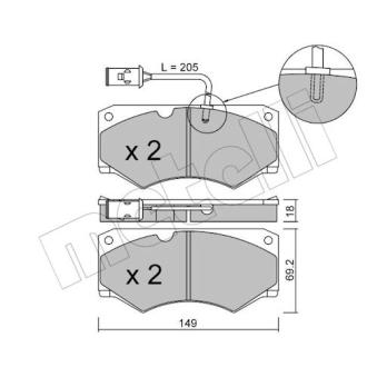 Jeu de 4 plaquettes de frein avant METELLI 22-0014-3 pour NISSAN PULSAR A 40-10 103ch