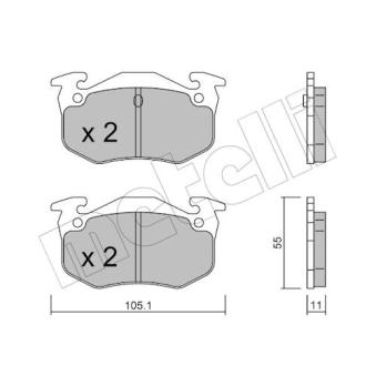 Jeu de 4 plaquettes de frein arrière METELLI 22-0038-0 pour PEUGEOT 306 2.0 16V - 132cv