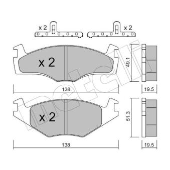 Jeu de 4 plaquettes de frein avant METELLI OEM 171698151G Jeu de 4 plaquettes de frein avant METELLI OEM 171698151G