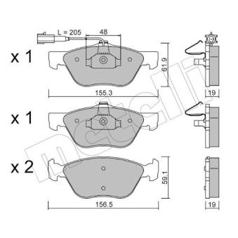 Jeu de 4 plaquettes de frein avant METELLI 22-0083-2 pour LEXUS ES 1.9 JTD - 110cv