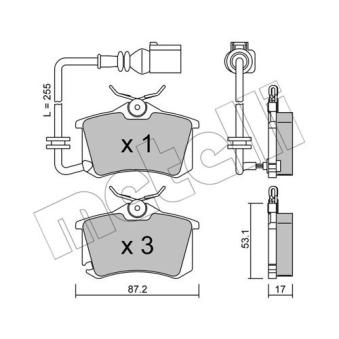 Jeu de 4 plaquettes de frein arrière METELLI OEM 6Q0698451B