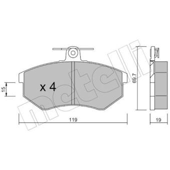 Jeu de 4 plaquettes de frein avant METELLI OEM 431698151F