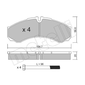 Jeu de 4 plaquettes de frein avant METELLI OEM 42548194 Jeu de 4 plaquettes de frein avant METELLI OEM 42548194