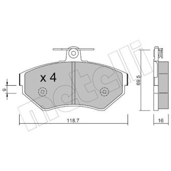 Jeu de 4 plaquettes de frein avant METELLI OEM 1HM698151