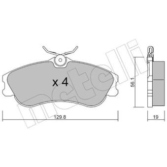 Jeu de 4 plaquettes de frein avant METELLI OEM 425155 Jeu de 4 plaquettes de frein avant METELLI OEM 425155