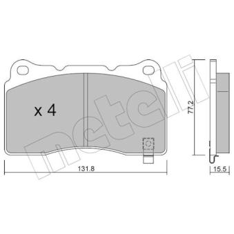 Jeu de 4 plaquettes de frein avant METELLI 22-0288-8 pour TESLA MODEL S 85D AWD - 421cv