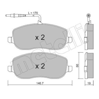 Jeu de 4 plaquettes de frein avant METELLI 22-0530-0 pour FIAT SCUDO 1.9 D - 69ch