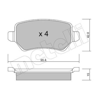 Jeu de 4 plaquettes de frein arrière METELLI OEM 93188727