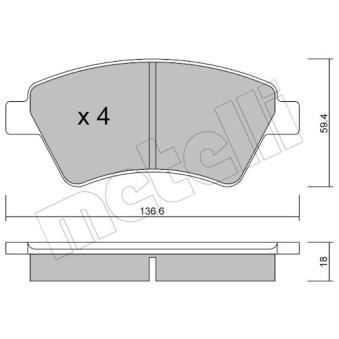 Jeu de 4 plaquettes de frein avant METELLI OEM 7701207672