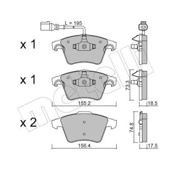 Jeu de 4 plaquettes de frein avant METELLI OEM 7H0698151A