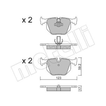 Jeu de 4 plaquettes de frein arrière METELLI 22-0560-0 pour VOLKSWAGEN TRANSPORTER - COMBI 330 xi - 231cv