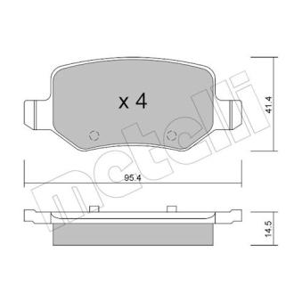 Jeu de 4 plaquettes de frein arrière METELLI OEM A1694201720