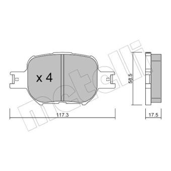 Jeu de 4 plaquettes de frein avant METELLI OEM 0446520500 Jeu de 4 plaquettes de frein avant METELLI OEM 0446520500