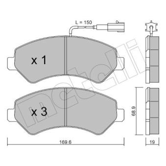 Jeu de 4 plaquettes de frein avant METELLI 22-0709-0 pour PEUGEOT BOXER 2.2 HDI 120 - 120cv