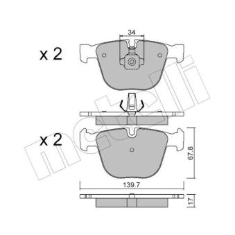Jeu de 4 plaquettes de frein arrière METELLI 22-0773-0 pour BMW Série 5 535 d - 286cv