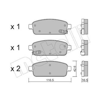 Jeu de 4 plaquettes de frein arrière METELLI 22-0840-0 pour KIA EV4 1.6 CDTI - 110cv