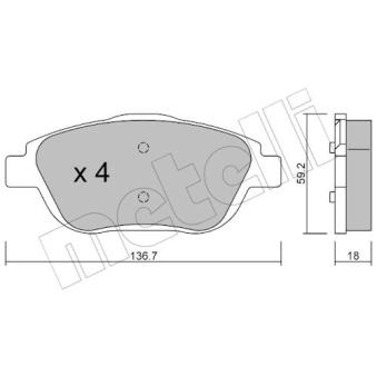 Jeu de 4 plaquettes de frein avant METELLI OEM 1607083180