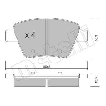 Jeu de 4 plaquettes de frein arrière METELLI 22-0889-0 pour CHEVROLET CAPTIVA 2.0 TDI - 110cv