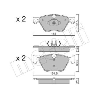 Jeu de 4 plaquettes de frein avant METELLI OEM 34116796844