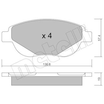 Jeu de 4 plaquettes de frein avant METELLI 22-0948-0 pour FORD TRANSIT 2.0 HDi - 110cv