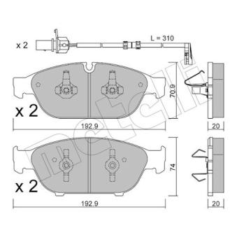 Jeu de 4 plaquettes de frein avant METELLI OEM 4G0698151B