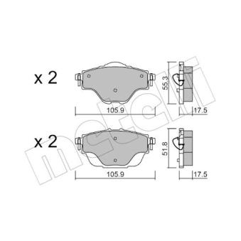 Jeu de 4 plaquettes de frein arrière METELLI 22-0988-0 pour CITROEN C5 AIRCROSS 1.5 BlueHDi 130 - 131cv