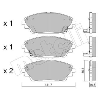 Jeu de 4 plaquettes de frein avant METELLI 22-0992-0 pour PEUGEOT 504 2.2 D - 150cv