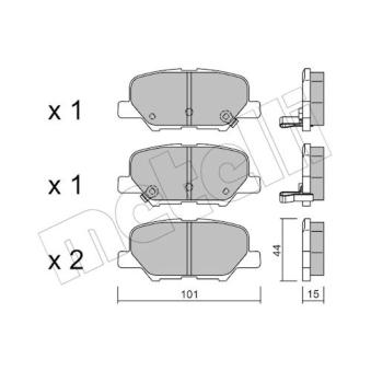 Jeu de 4 plaquettes de frein arrière METELLI 22-0995-0 pour OPEL MERIVA 2.0 - 165cv