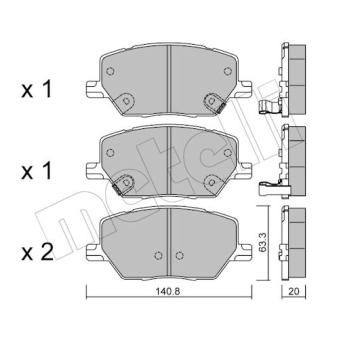 Jeu de 4 plaquettes de frein avant METELLI 22-1001-0 pour DS N°4 1.6 - 110cv