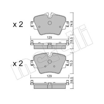 Jeu de 4 plaquettes de frein avant METELLI 22-1037-0 pour RENAULT CLIO xDrive 20 i - 192cv