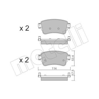 Jeu de 4 plaquettes de frein arrière METELLI 22-1108-0 pour PEUGEOT 208 2.0 D4d - 150cv
