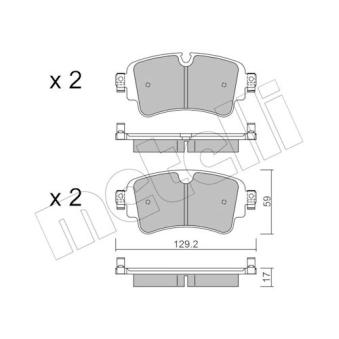 Jeu de 4 plaquettes de frein arrière METELLI 22-1129-0 pour MERCEDES-BENZ CLASSE S 3.0 TDI quattro - 218cv