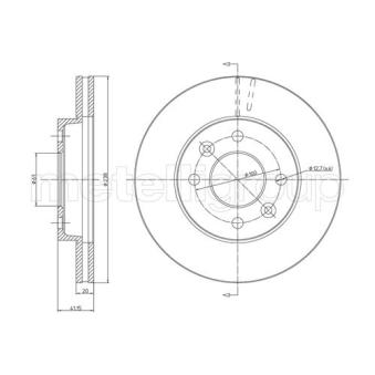 Jeu de 2 disques de frein avant METELLI OEM 7700756572