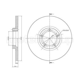 Jeu de 2 disques de frein avant METELLI 23-0163 pour CITROEN BX 2.5 D - 68cv