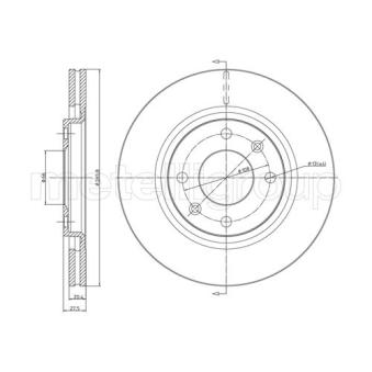 Jeu de 2 disques de frein avant METELLI 23-0191 pour CHEVROLET BLAZER 1.8 i 16V - 110cv