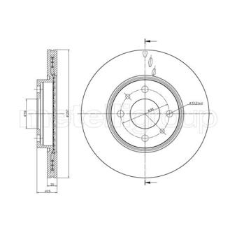 Jeu de 2 disques de frein avant METELLI 23-0231C pour FIAT MAREA 1.6 - 103cv