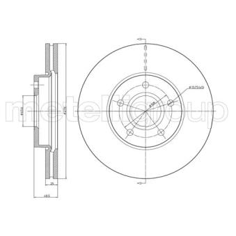 Jeu de 2 disques de frein avant METELLI 23-0685C pour FORD FOCUS 2.0 TDCi ST - 185cv