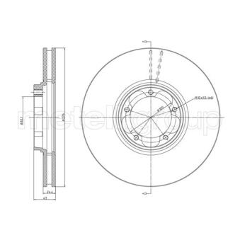 Jeu de 2 disques de frein avant METELLI 23-0714 pour OPEL COMBO 2.3 16V - 146cv