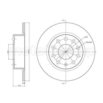 Jeu de 2 disques de frein arrière METELLI OEM 1K0615601K
