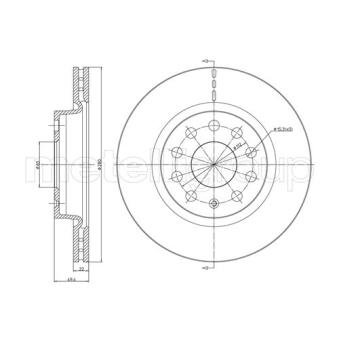 Jeu de 2 disques de frein avant METELLI 23-0733C pour AUDI A3 2.0 TDI - 170cv