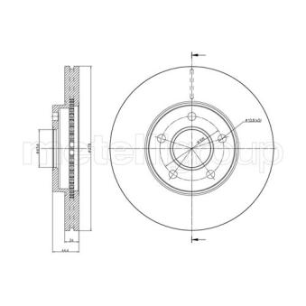 Jeu de 2 disques de frein avant METELLI 23-0760C pour RENAULT R4 1.8 TDCi - 110cv